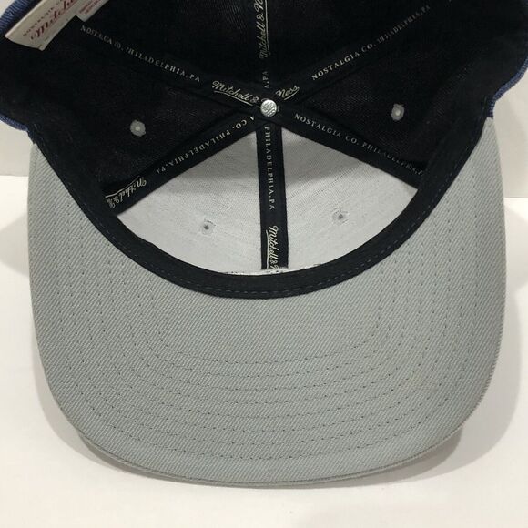Brooklyn Nets Hat Snap Back Blue Denim Mitchell Ness NBA Basketball Mens - Picture 6 of 9